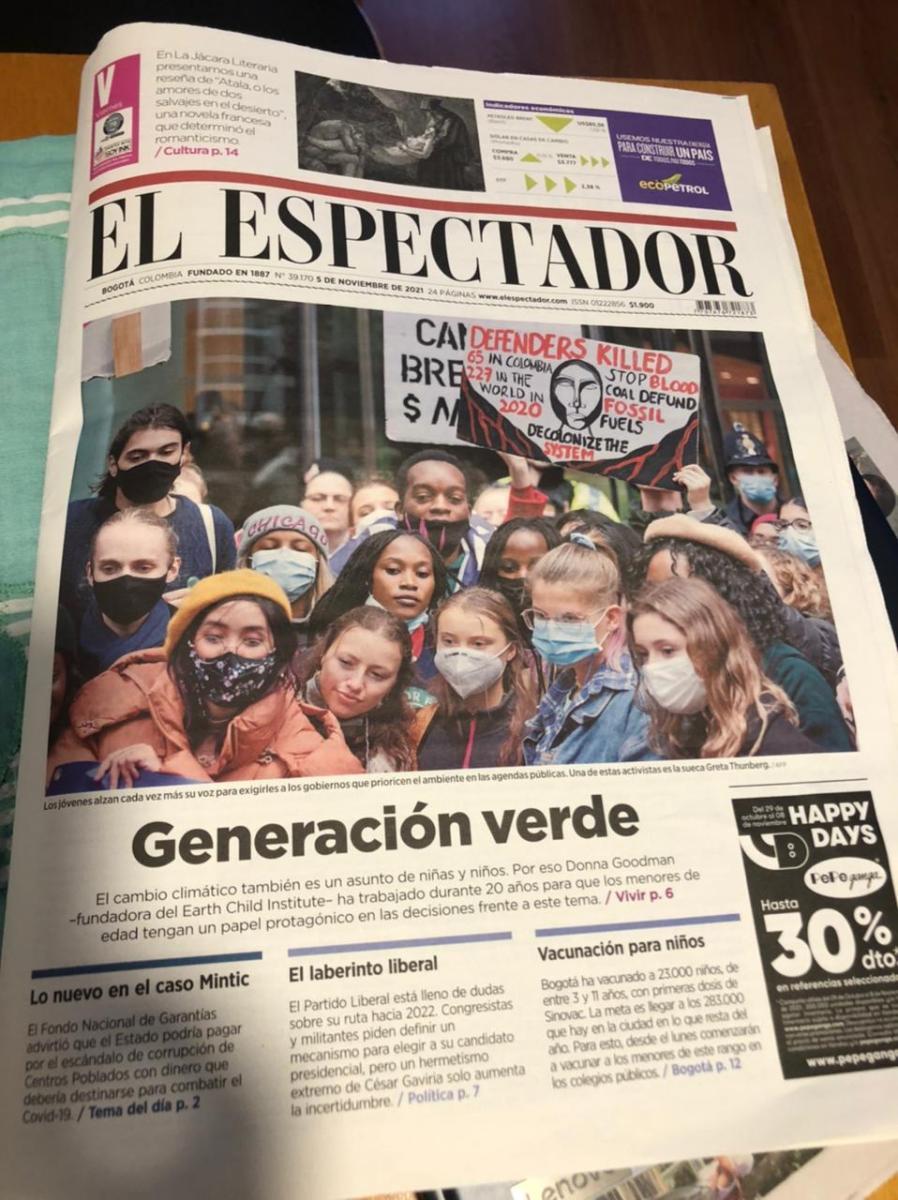 El Espectador article on climate change and children