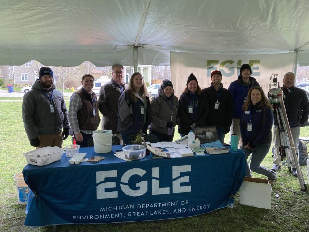 Ten staff representing four of EGLE’s six program divisions and the support services unit attended the Blue-Green Career Fair in Grand Rapids to share their work with students.
