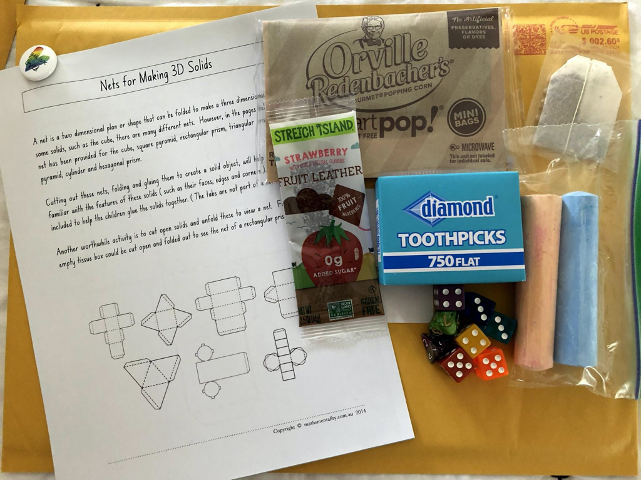 Math kit mailed to teachers for the Come Outside to Teach PD series.